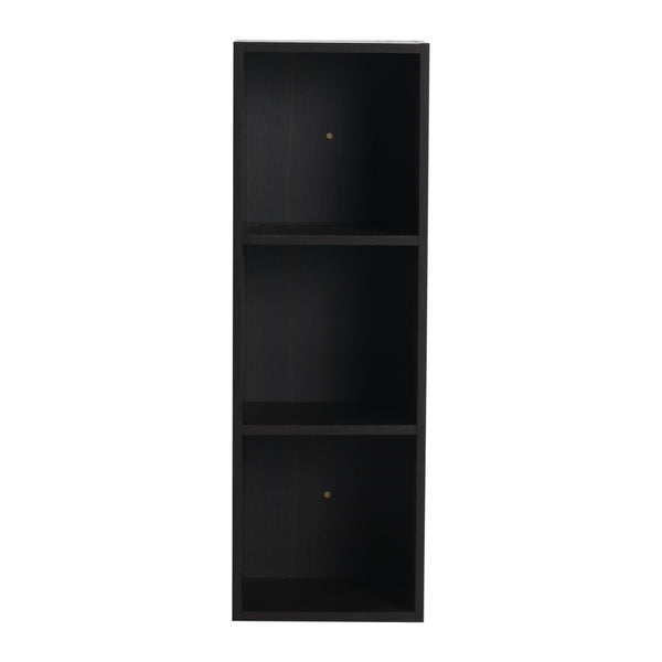 English Elm 24 Inch Three Tier Wall Mounted Shelving Unit Dark Oak Finish for Bathroom or Study W1972S00033