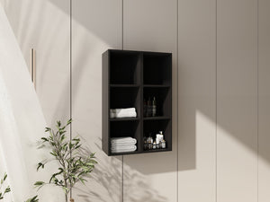 English Elm 24 Inch Three Tier Wall Mounted Shelving Unit Dark Oak Finish for Bathroom or Study W1972S00033