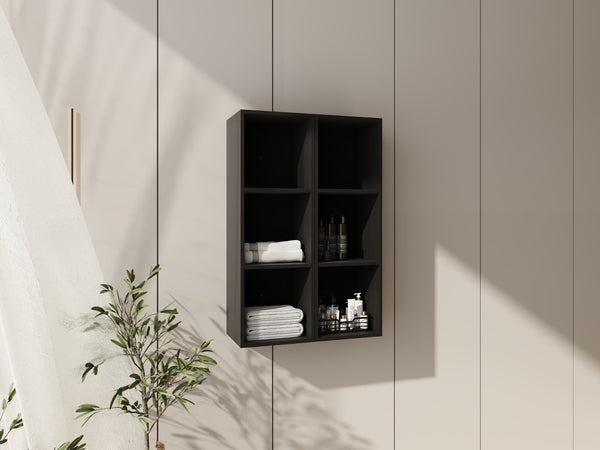 English Elm 24 Inch Three Tier Wall Mounted Shelving Unit Dark Oak Finish for Bathroom or Study W1972S00033
