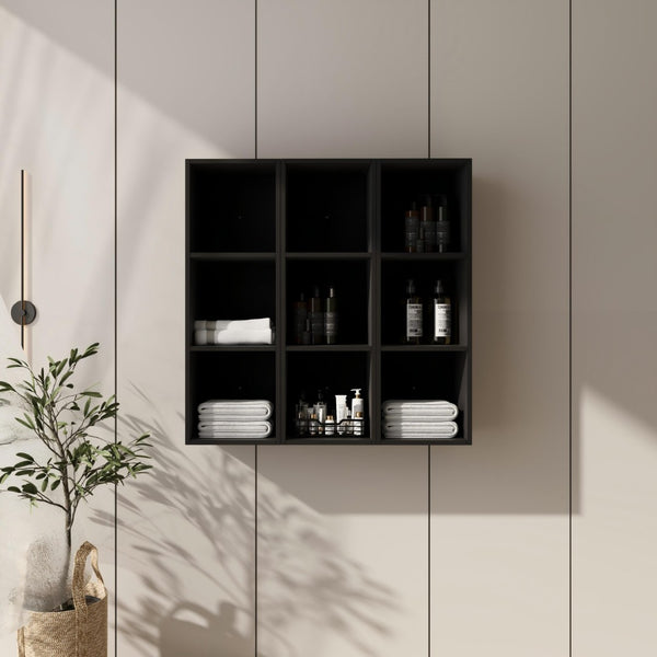 English Elm 36 Inch Wall Mounted Bathroom Cabinet Engineered Wood Soft Close Three Door Storage Dark Oak Storage Shelves Combination W1972S00034