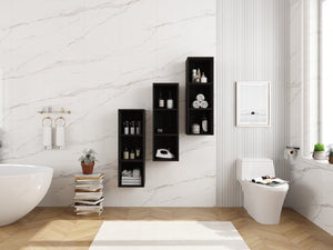 English Elm 36 Inch Wall Mounted Bathroom Cabinet Engineered Wood Soft Close Three Door Storage Dark Oak Storage Shelves Combination W1972S00034