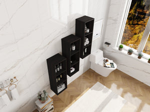 English Elm 36 Inch Wall Mounted Bathroom Cabinet Engineered Wood Soft Close Three Door Storage Dark Oak Storage Shelves Combination W1972S00034