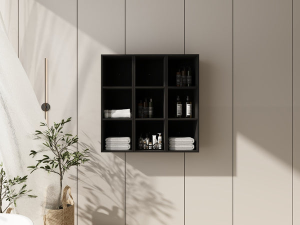 English Elm 36 Inch Wall Mounted Bathroom Cabinet Engineered Wood Soft Close Three Door Storage Dark Oak Storage Shelves Combination W1972S00034