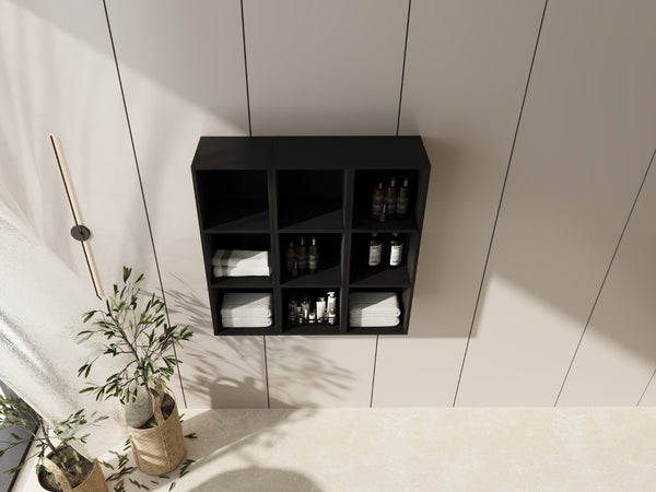 English Elm 36 Inch Wall Mounted Bathroom Cabinet Engineered Wood Soft Close Three Door Storage Dark Oak Storage Shelves Combination W1972S00034