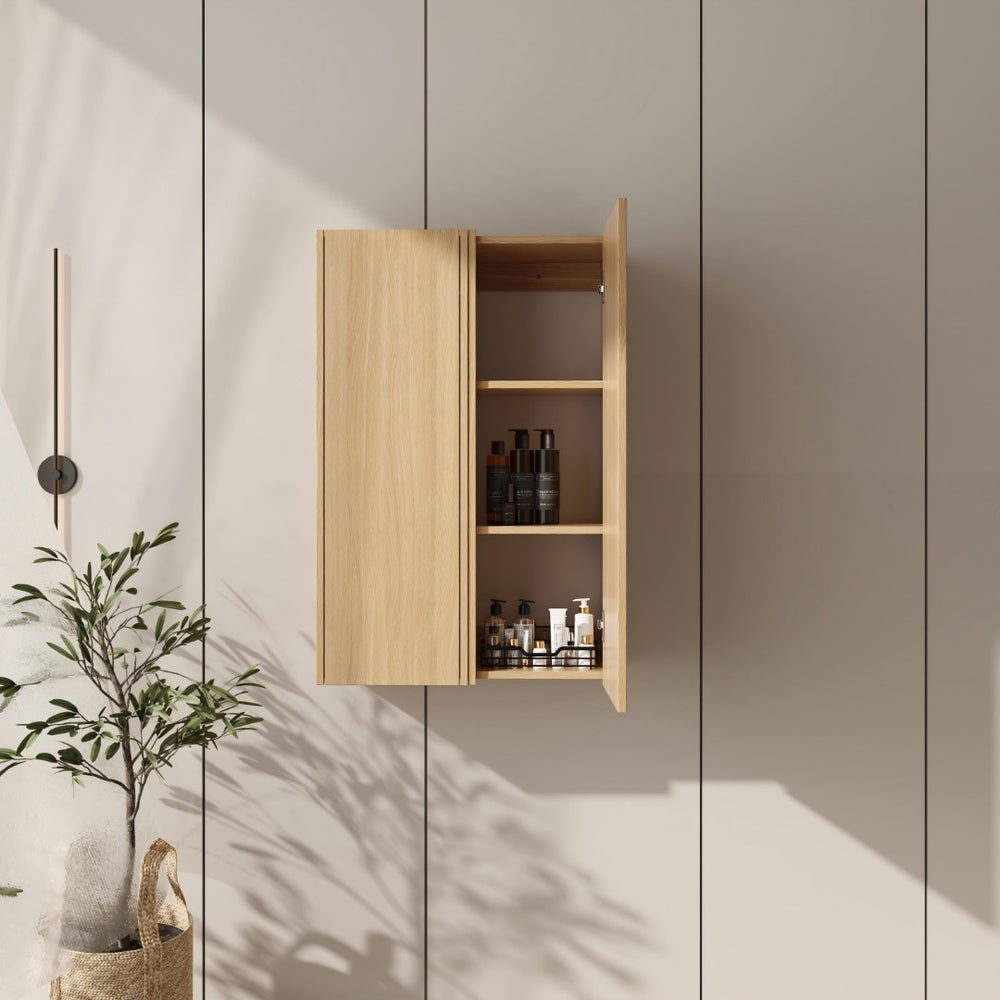 English Elm 24 Inch Wall Mounted Oak Finish Cabinet with Soft Close Door for Bathroom or Study W1972S00035