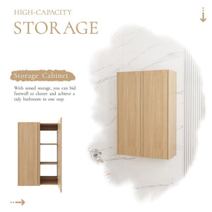 English Elm 24 Inch Wall Mounted Oak Finish Cabinet with Soft Close Door for Bathroom or Study W1972S00035