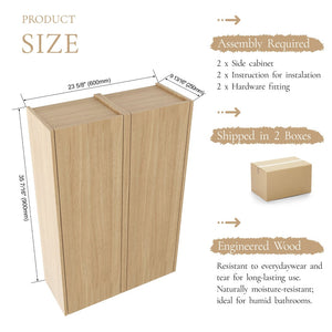 English Elm 24 Inch Wall Mounted Oak Finish Cabinet with Soft Close Door for Bathroom or Study W1972S00035