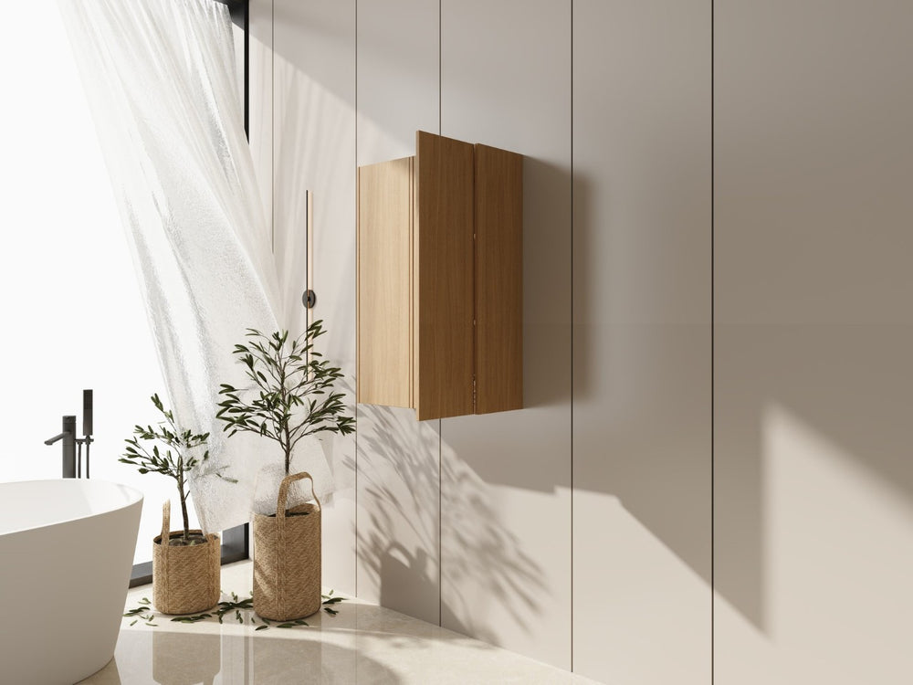 English Elm 24 Inch Wall Mounted Oak Finish Cabinet with Soft Close Door for Bathroom or Study W1972S00035