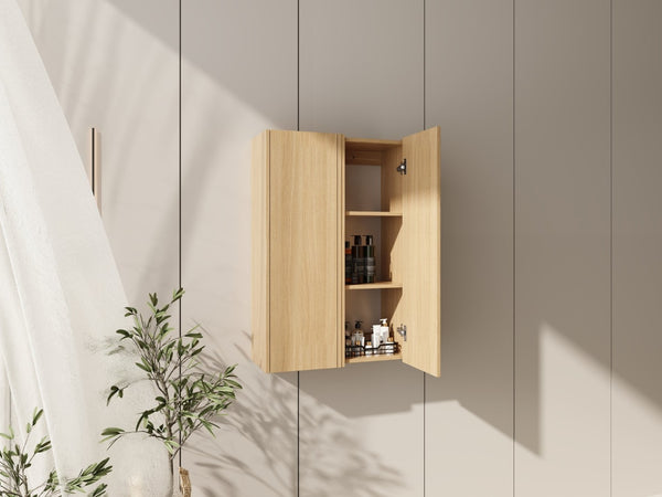 English Elm 24 Inch Wall Mounted Oak Finish Cabinet with Soft Close Door for Bathroom or Study W1972S00035
