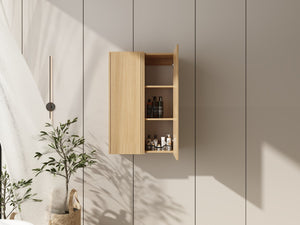 English Elm 24 Inch Wall Mounted Oak Finish Cabinet with Soft Close Door for Bathroom or Study W1972S00035