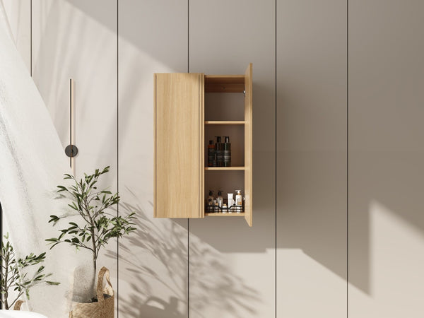 English Elm 24 Inch Wall Mounted Oak Finish Cabinet with Soft Close Door for Bathroom or Study W1972S00035
