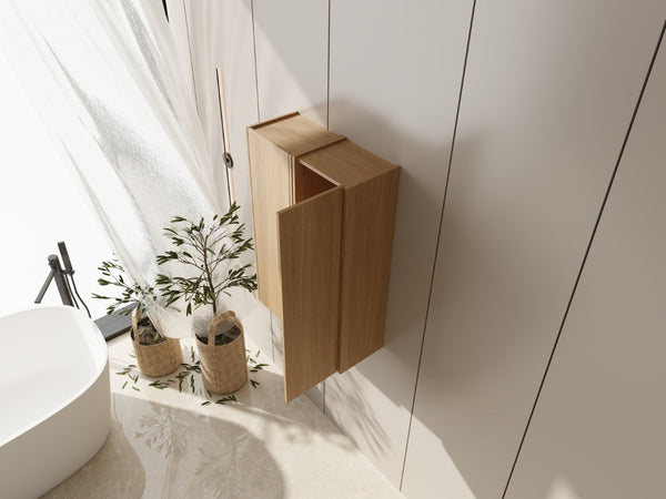 English Elm 24 Inch Wall Mounted Oak Finish Cabinet with Soft Close Door for Bathroom or Study W1972S00035