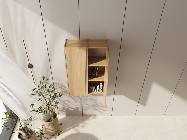 English Elm 24 Inch Wall Mounted Oak Finish Cabinet with Soft Close Door for Bathroom or Study W1972S00035