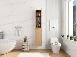 English Elm 24 Inch Wall Mounted Oak Finish Cabinet with Soft Close Door for Bathroom or Study W1972S00035