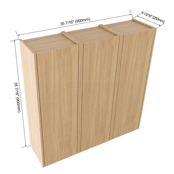 English Elm 36 Inch Wall Mounted Bathroom Cabinet Engineered Wood Soft Close Three Door Storage Oak Side Cabinet Combination W1972S00036