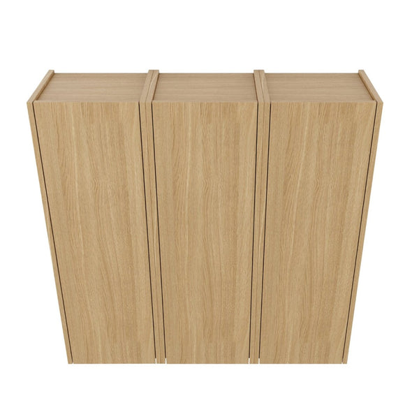 English Elm 36 Inch Wall Mounted Bathroom Cabinet Engineered Wood Soft Close Three Door Storage Oak Side Cabinet Combination W1972S00036