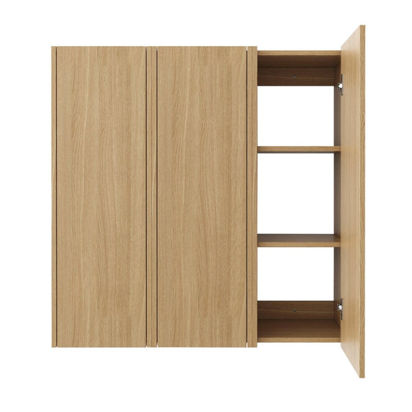 English Elm 36 Inch Wall Mounted Bathroom Cabinet Engineered Wood Soft Close Three Door Storage Oak Side Cabinet Combination W1972S00036