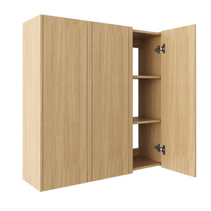 English Elm 36 Inch Wall Mounted Bathroom Cabinet Engineered Wood Soft Close Three Door Storage Oak Side Cabinet Combination W1972S00036