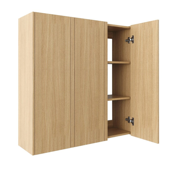 English Elm 36 Inch Wall Mounted Bathroom Cabinet Engineered Wood Soft Close Three Door Storage Oak Side Cabinet Combination W1972S00036