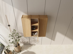 English Elm 36 Inch Wall Mounted Bathroom Cabinet Engineered Wood Soft Close Three Door Storage Oak Side Cabinet Combination W1972S00036