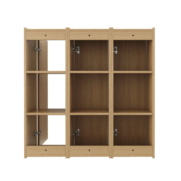 English Elm 36 Inch Wall Mounted Bathroom Cabinet Engineered Wood Soft Close Three Door Storage Oak Side Cabinet Combination W1972S00036