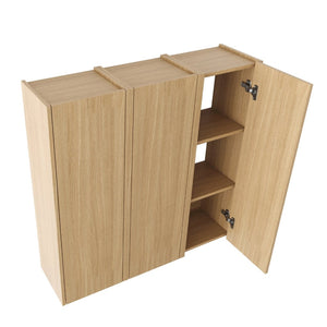 English Elm 36 Inch Wall Mounted Bathroom Cabinet Engineered Wood Soft Close Three Door Storage Oak Side Cabinet Combination W1972S00036