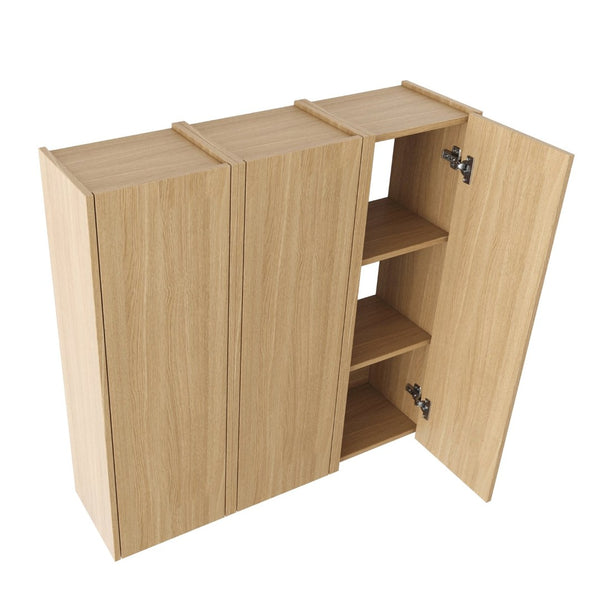 English Elm 36 Inch Wall Mounted Bathroom Cabinet Engineered Wood Soft Close Three Door Storage Oak Side Cabinet Combination W1972S00036