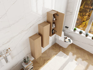 English Elm 36 Inch Wall Mounted Bathroom Cabinet Engineered Wood Soft Close Three Door Storage Oak Side Cabinet Combination W1972S00036