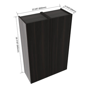 English Elm 24 Inch Dark Oak Wall Mounted Cabinet Soft Close Door Adjustable Shelves Bathroom Storage W1972S00037