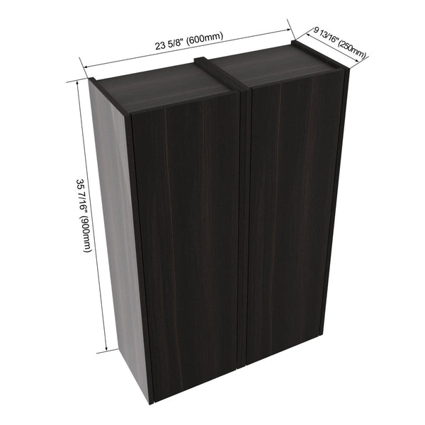 English Elm 24 Inch Dark Oak Wall Mounted Cabinet Soft Close Door Adjustable Shelves Bathroom Storage W1972S00037