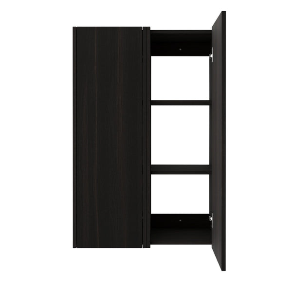 English Elm 24 Inch Dark Oak Wall Mounted Cabinet Soft Close Door Adjustable Shelves Bathroom Storage W1972S00037