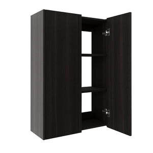 English Elm 24 Inch Dark Oak Wall Mounted Cabinet Soft Close Door Adjustable Shelves Bathroom Storage W1972S00037