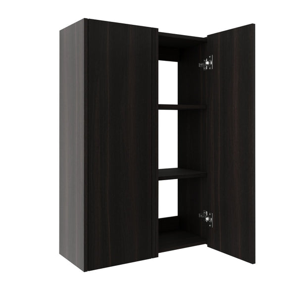 English Elm 24 Inch Dark Oak Wall Mounted Cabinet Soft Close Door Adjustable Shelves Bathroom Storage W1972S00037