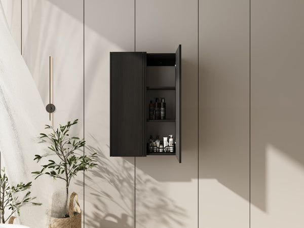 English Elm 24 Inch Dark Oak Wall Mounted Cabinet Soft Close Door Adjustable Shelves Bathroom Storage W1972S00037