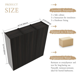 English Elm 36 Inch Wall Mounted Bathroom Cabinet Engineered Wood Soft Close Three Door Storage Dark Oak Side Cabinet Combination W1972S00038