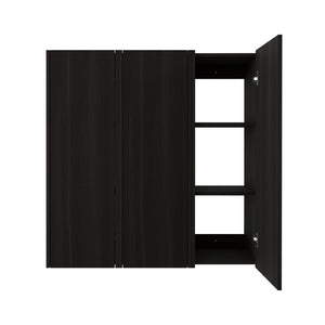 English Elm 36 Inch Wall Mounted Bathroom Cabinet Engineered Wood Soft Close Three Door Storage Dark Oak Side Cabinet Combination W1972S00038