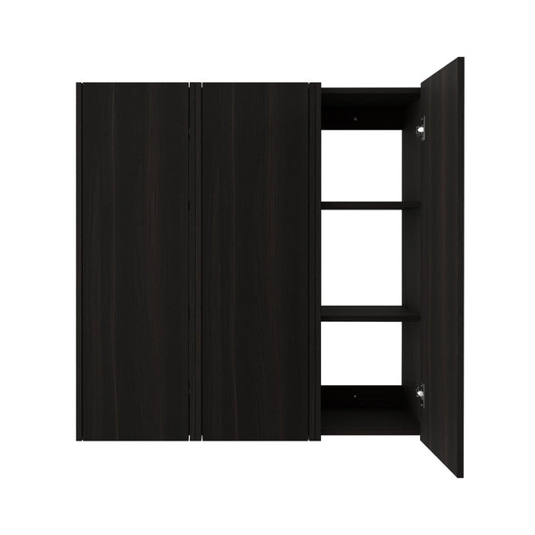English Elm 36 Inch Wall Mounted Bathroom Cabinet Engineered Wood Soft Close Three Door Storage Dark Oak Side Cabinet Combination W1972S00038