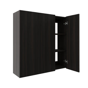 English Elm 36 Inch Wall Mounted Bathroom Cabinet Engineered Wood Soft Close Three Door Storage Dark Oak Side Cabinet Combination W1972S00038