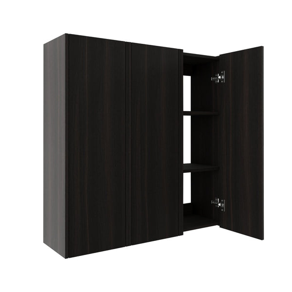 English Elm 36 Inch Wall Mounted Bathroom Cabinet Engineered Wood Soft Close Three Door Storage Dark Oak Side Cabinet Combination W1972S00038