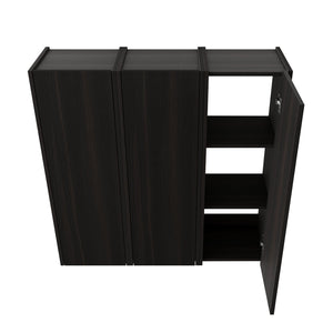 English Elm 36 Inch Wall Mounted Bathroom Cabinet Engineered Wood Soft Close Three Door Storage Dark Oak Side Cabinet Combination W1972S00038