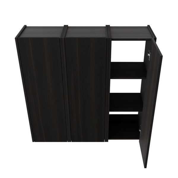English Elm 36 Inch Wall Mounted Bathroom Cabinet Engineered Wood Soft Close Three Door Storage Dark Oak Side Cabinet Combination W1972S00038