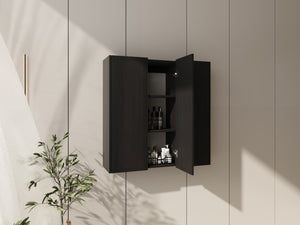 English Elm 36 Inch Wall Mounted Bathroom Cabinet Engineered Wood Soft Close Three Door Storage Dark Oak Side Cabinet Combination W1972S00038