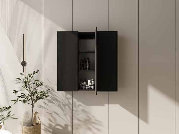 English Elm 36 Inch Wall Mounted Bathroom Cabinet Engineered Wood Soft Close Three Door Storage Dark Oak Side Cabinet Combination W1972S00038