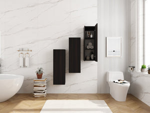 English Elm 36 Inch Wall Mounted Bathroom Cabinet Engineered Wood Soft Close Three Door Storage Dark Oak Side Cabinet Combination W1972S00038