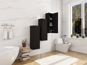 English Elm 36 Inch Wall Mounted Bathroom Cabinet Engineered Wood Soft Close Three Door Storage Dark Oak Side Cabinet Combination W1972S00038