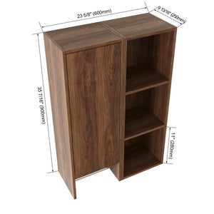 English Elm 24 Inch Wall Mounted Cabinet with Open Shelving Soft Close Door Brown Ebony Finish W1972S00039