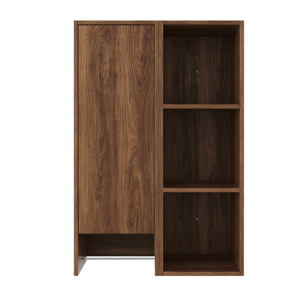 English Elm 24 Inch Wall Mounted Cabinet with Open Shelving Soft Close Door Brown Ebony Finish W1972S00039