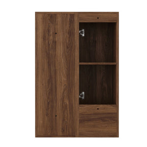 English Elm 24 Inch Wall Mounted Cabinet with Open Shelving Soft Close Door Brown Ebony Finish W1972S00039