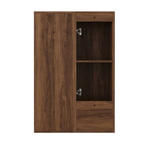 English Elm 24 Inch Wall Mounted Cabinet with Open Shelving Soft Close Door Brown Ebony Finish W1972S00039