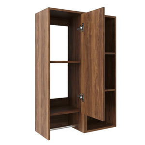 English Elm 24 Inch Wall Mounted Cabinet with Open Shelving Soft Close Door Brown Ebony Finish W1972S00039